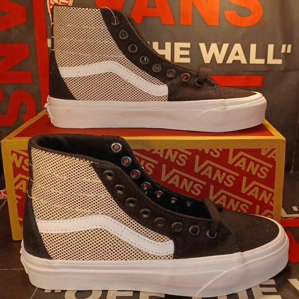 Vans Sk8 Hi Tapered 2-Toned Linen Black/True White Mens 7.5/Womens 9 VN0A4U16WRJ